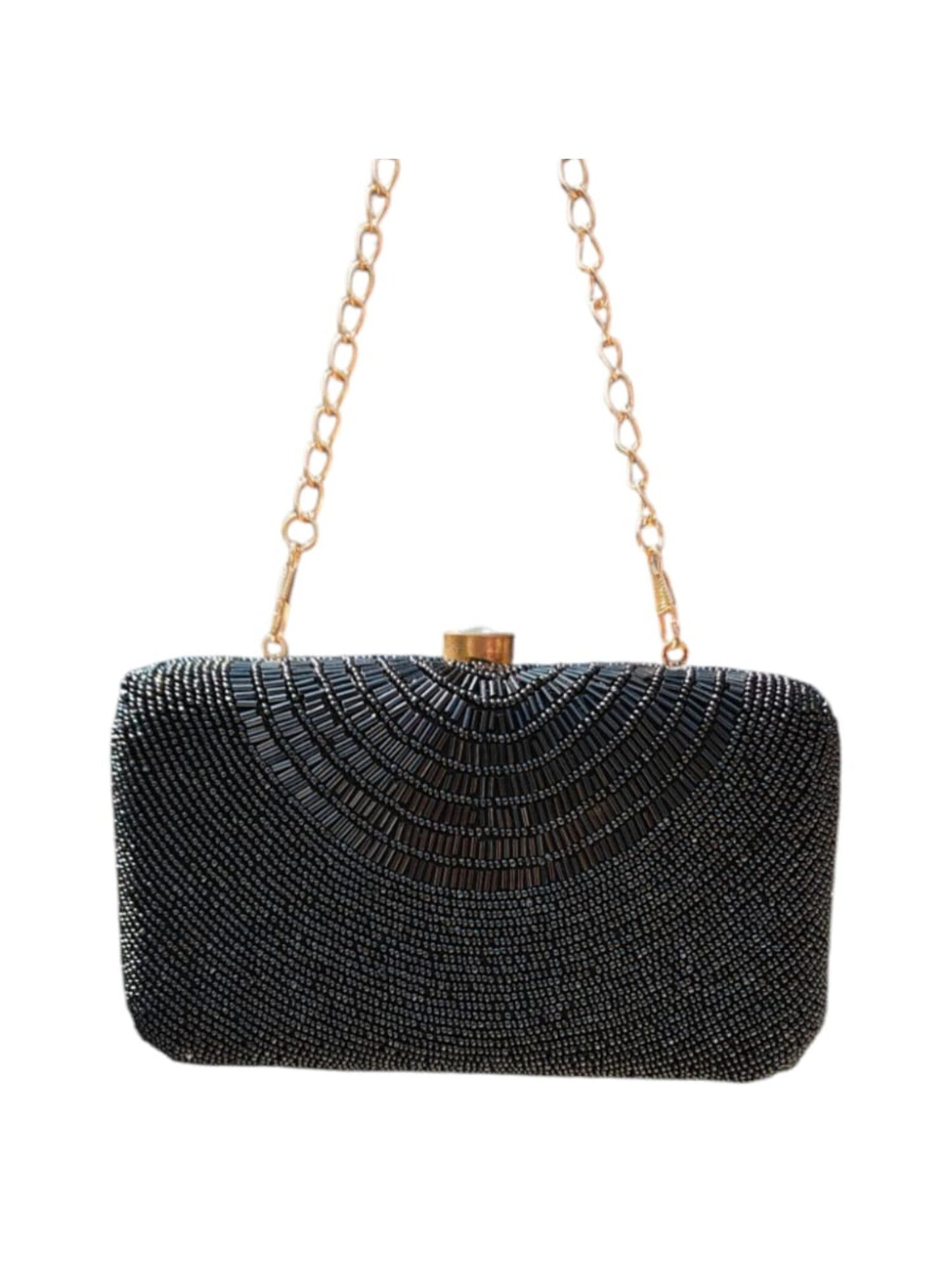 Sunny Leone Black Beaded Cleopatra Clutch