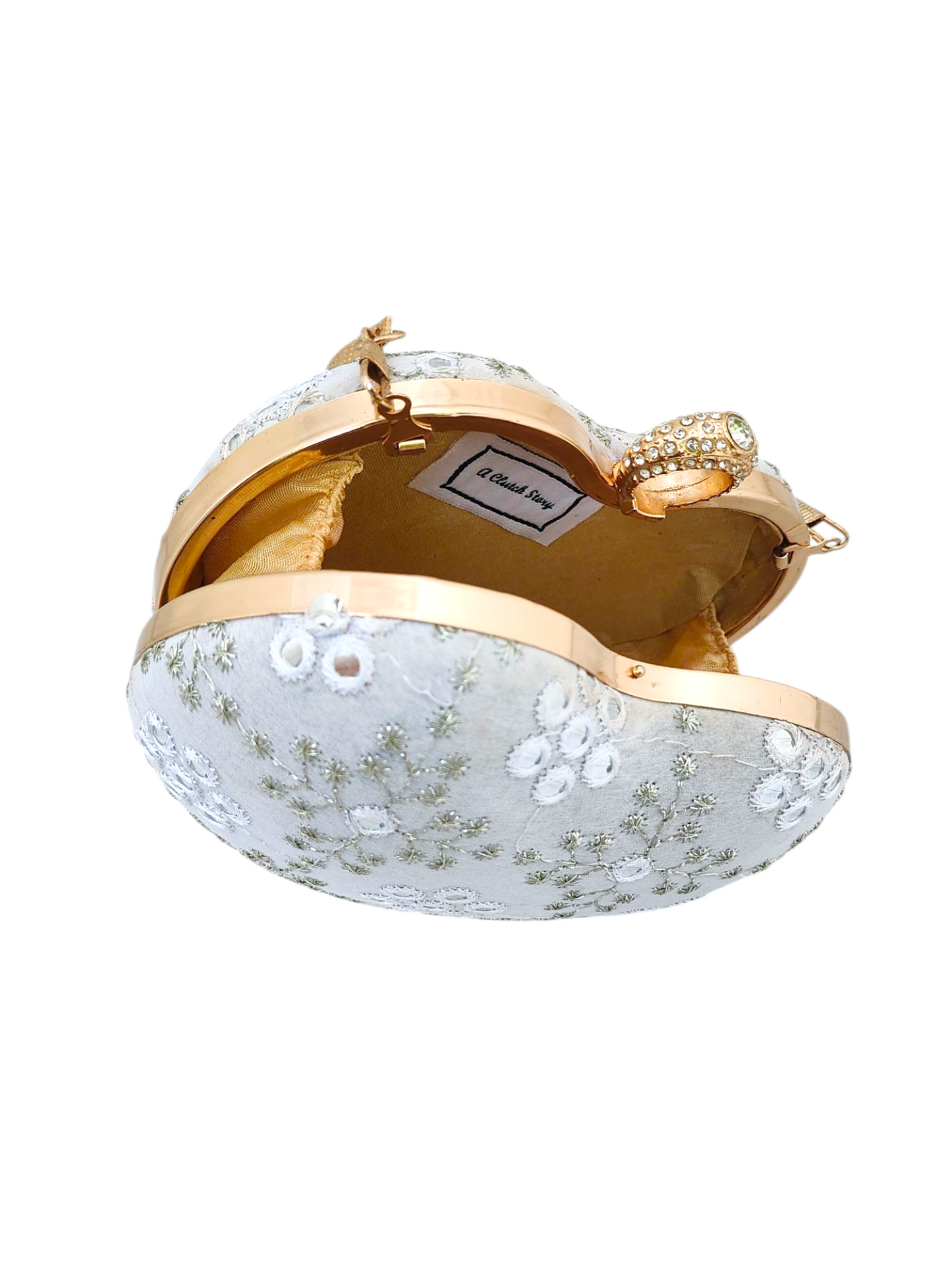 Roshni Ivory Heart Clutch