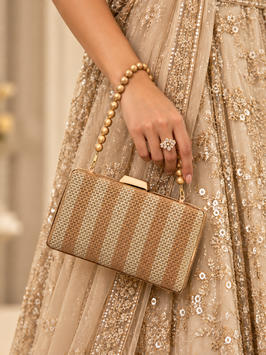 Gold Brocade Silk Clutch
