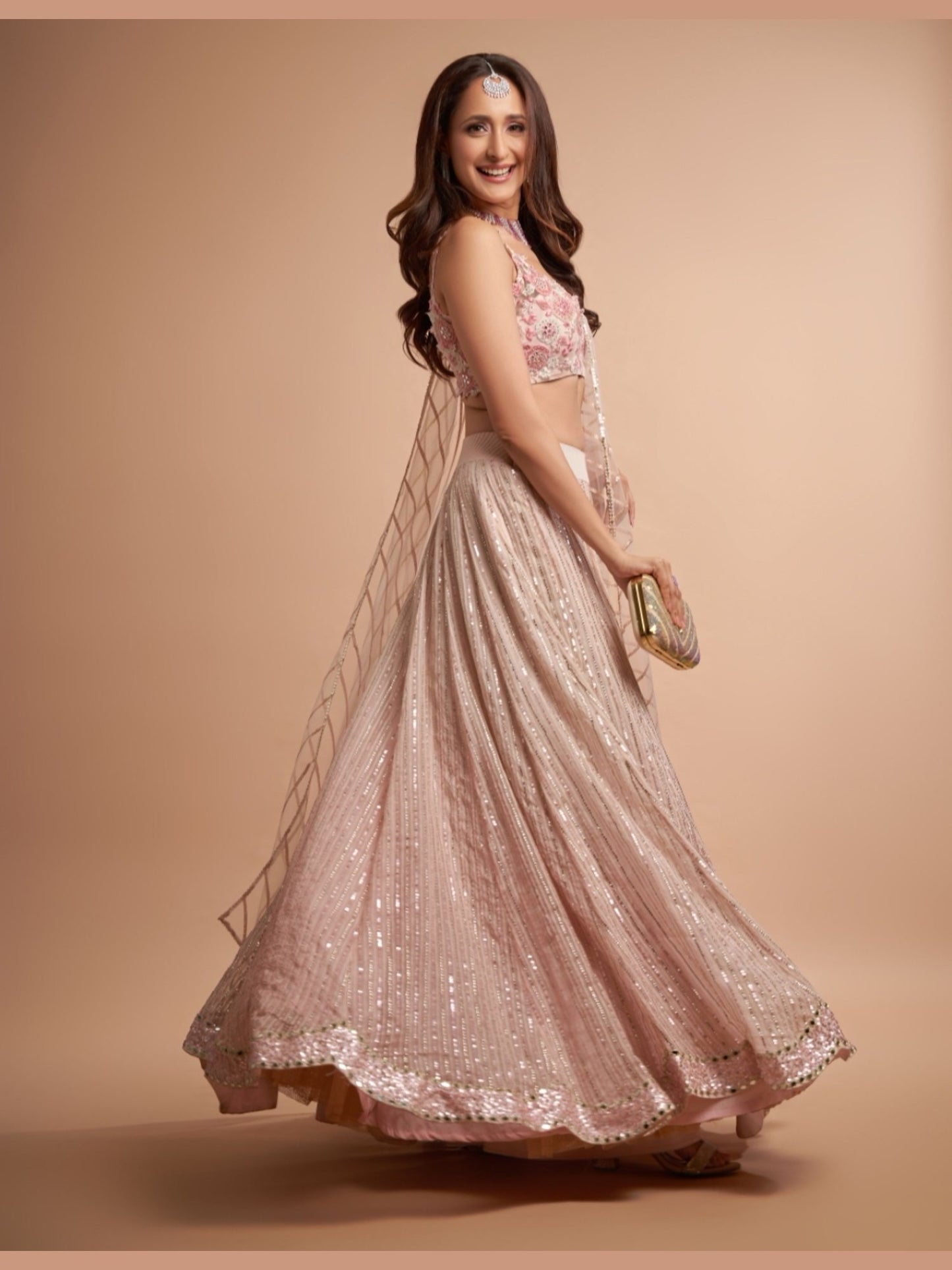 Pragya Jaiswal Pink Radiant Shimmer Clutch (With minor imperfections)