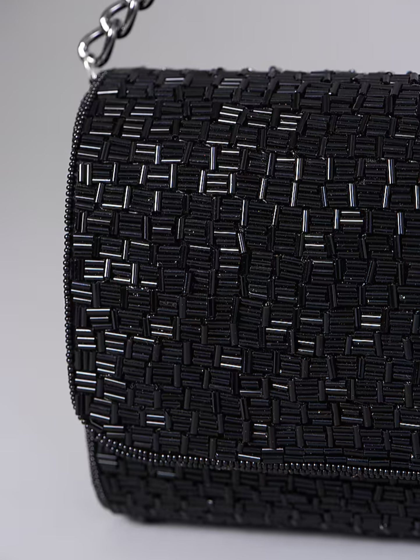 Nitibha Kaul Black Weave Flapover Clutch