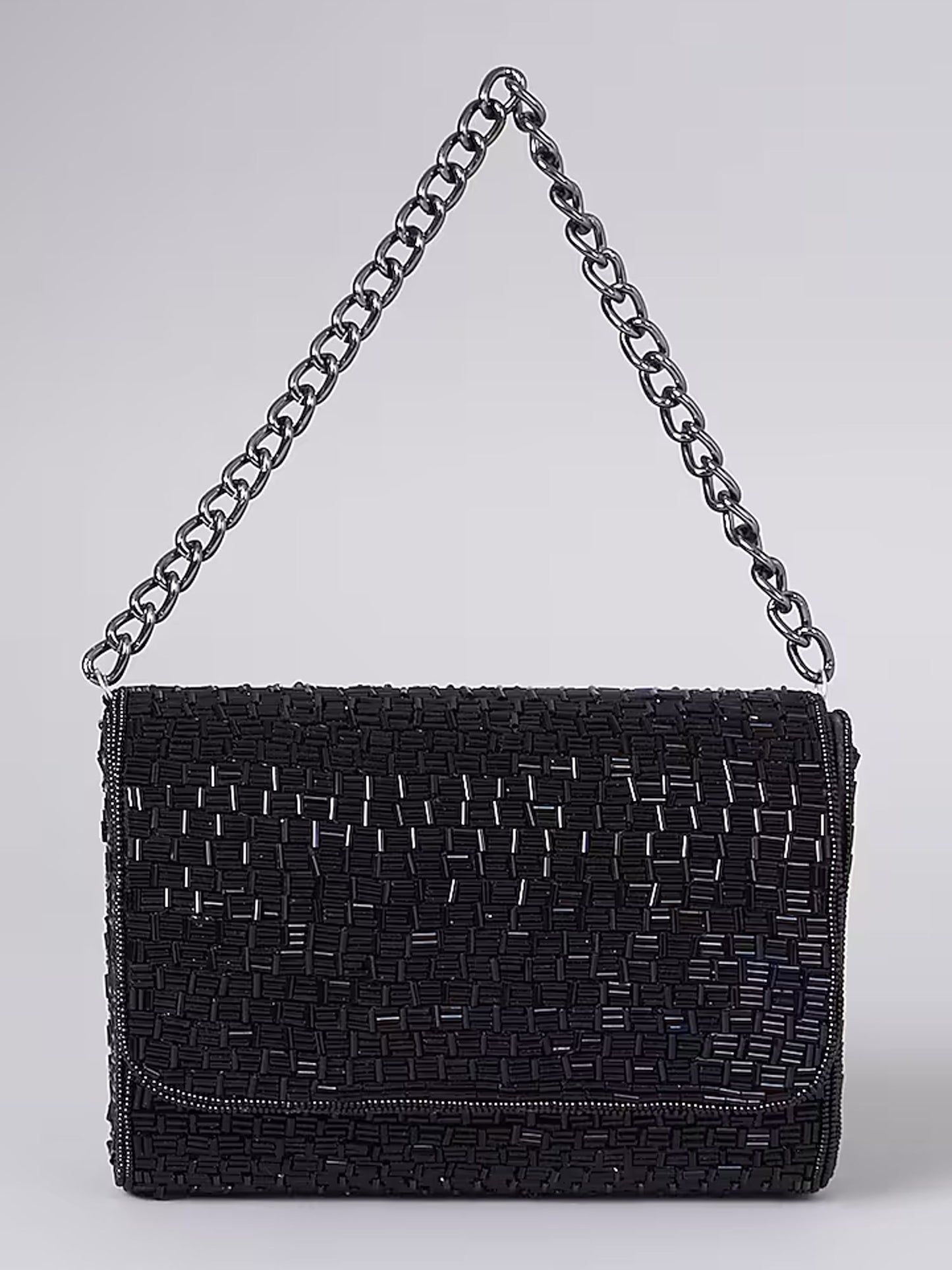 Nitibha Kaul Black Weave Flapover Clutch