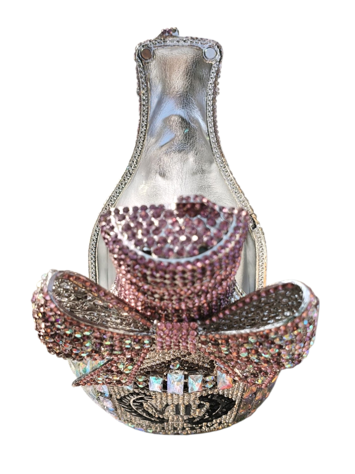Silver & Pink Champagne crystal clutch