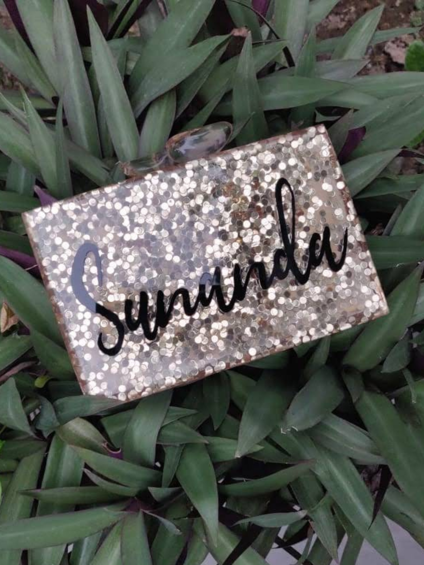 Golden Glitter Customized Clutch