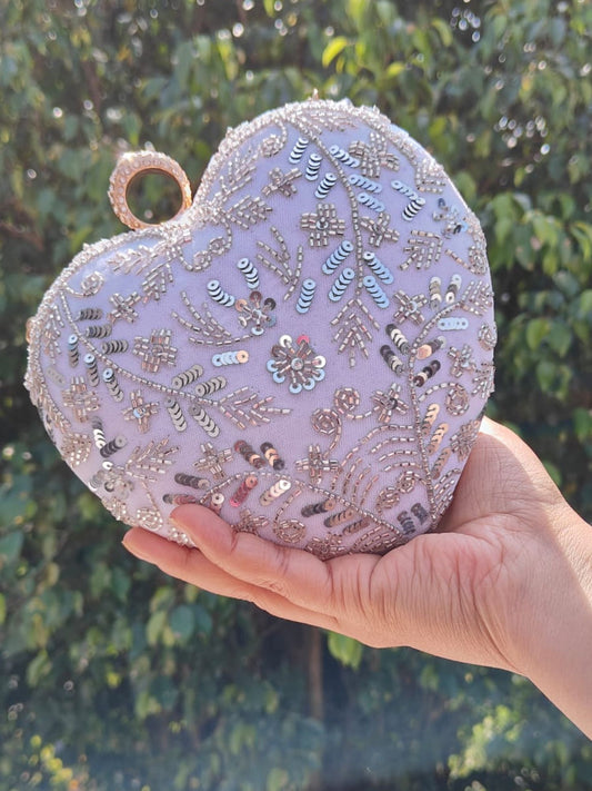 Cinderella White Heart Clutch
