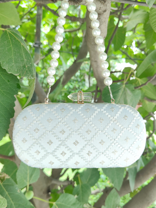 Chandni White rectangle Clutch