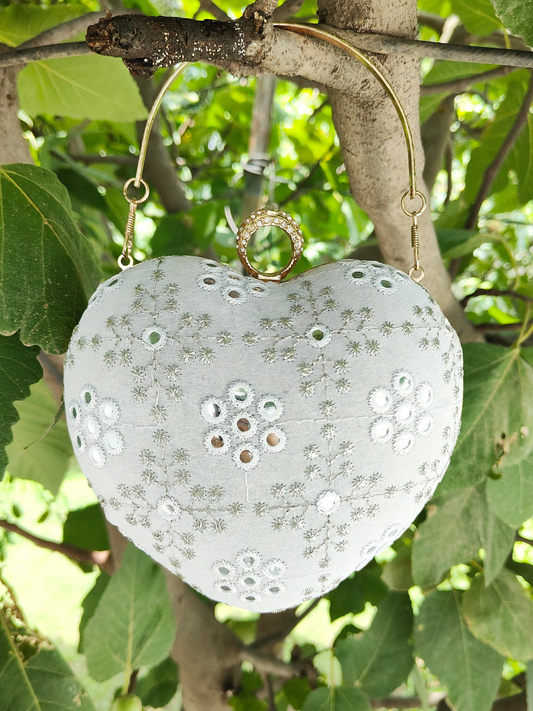 Roshni Ivory Heart Clutch