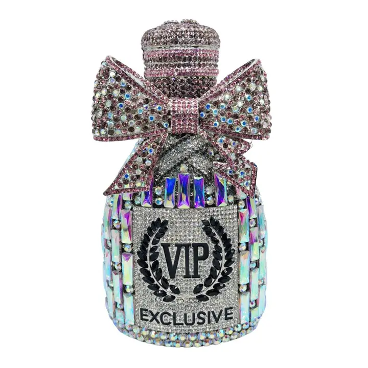 Silver & Pink Champagne crystal clutch (Perfect for Trousseau)