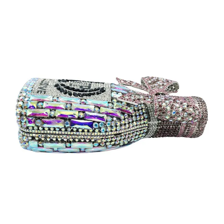 Silver & Pink Champagne crystal clutch (Perfect for Trousseau)