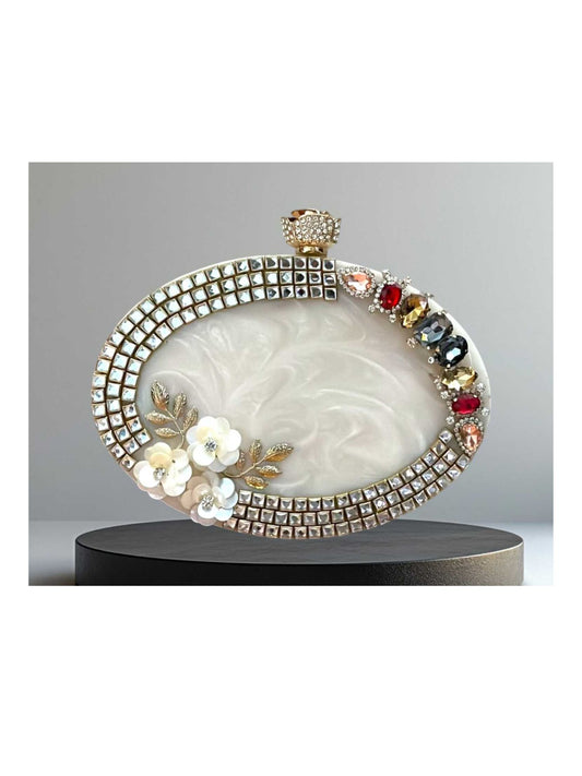 Oval Rhinestones Resin clutch