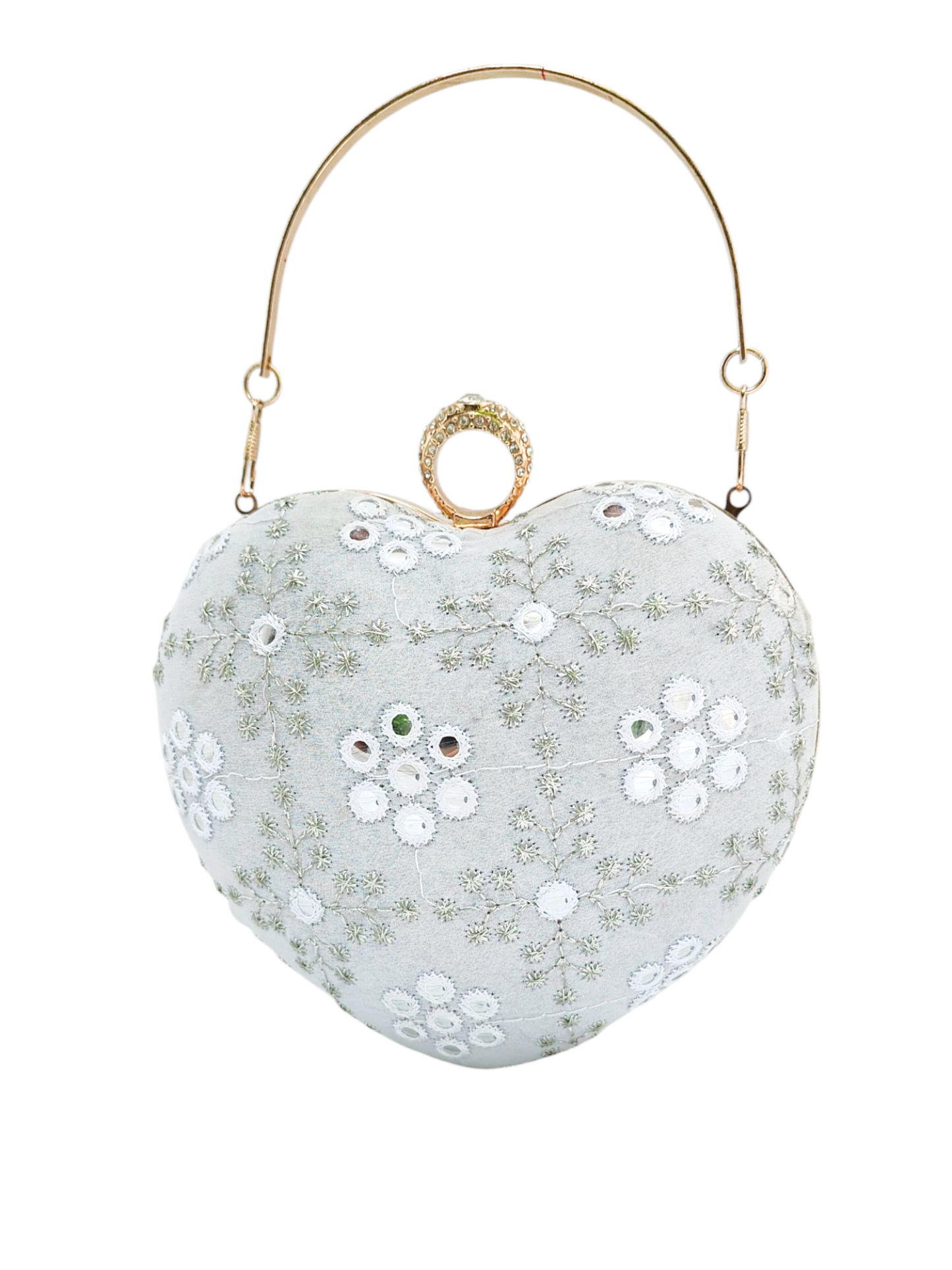 Roshni Ivory Heart Clutch