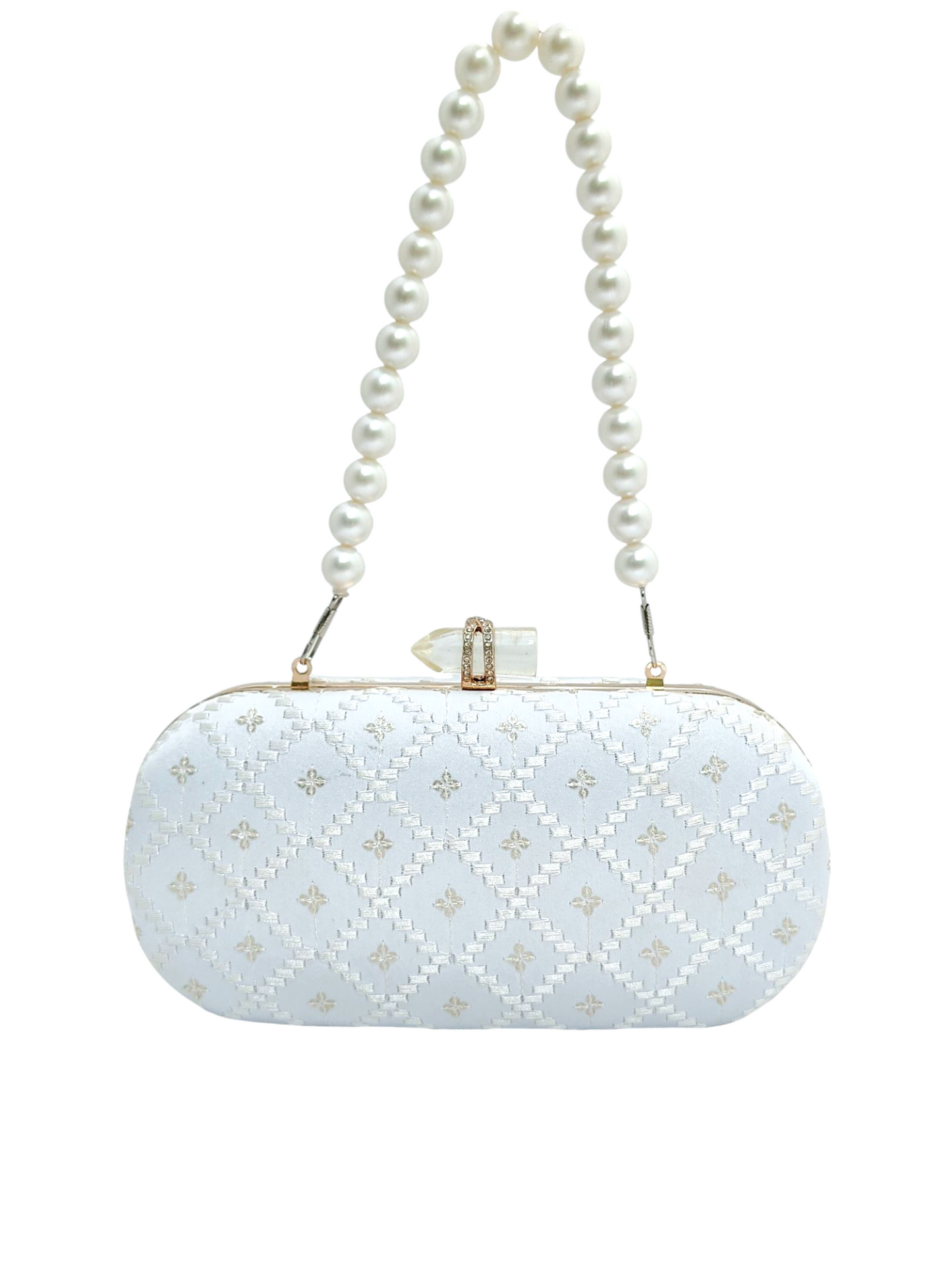 Chandni White rectangle Clutch