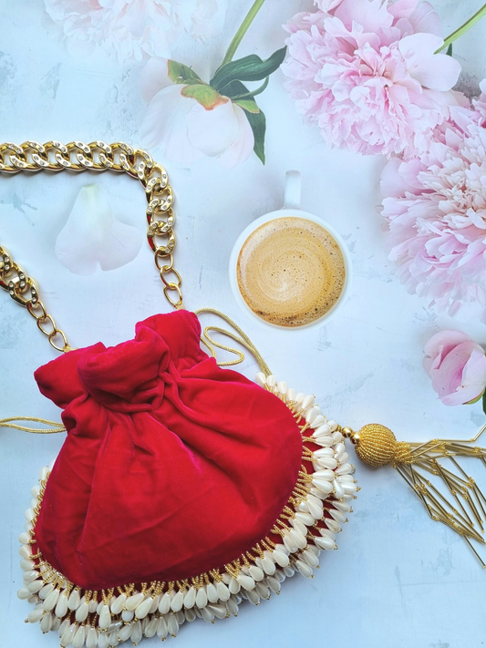 Precious Pearl Tassels Potli - Last piece Left (With minor imperfections)