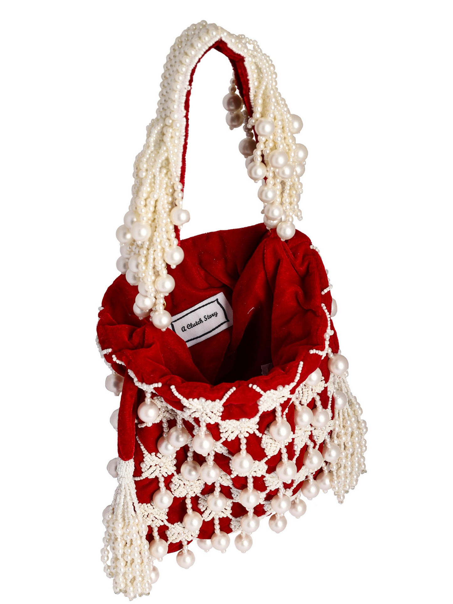 Red Pearl drop Potli - Last piece Left