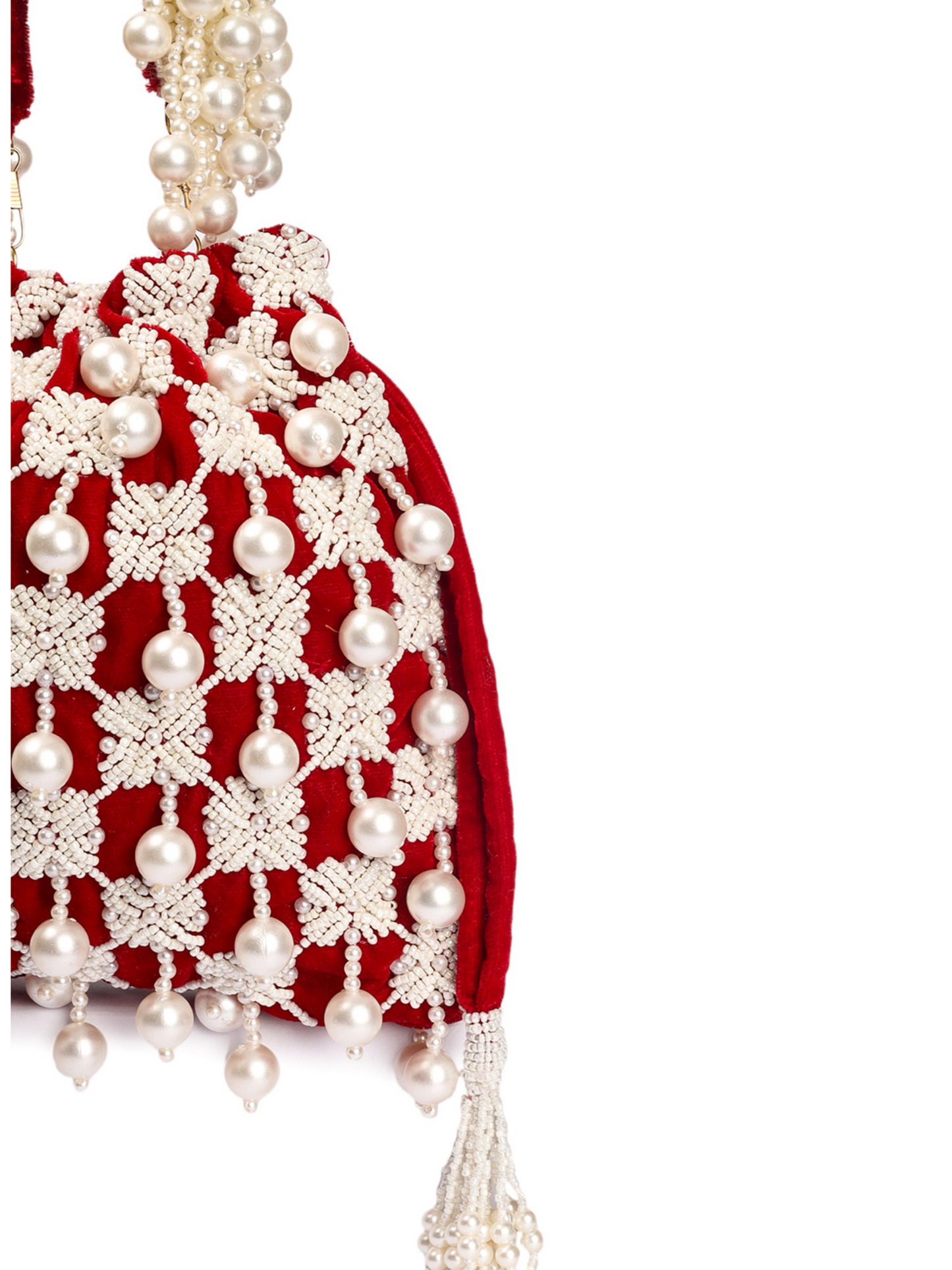 Red Pearl drop Potli - Last piece Left