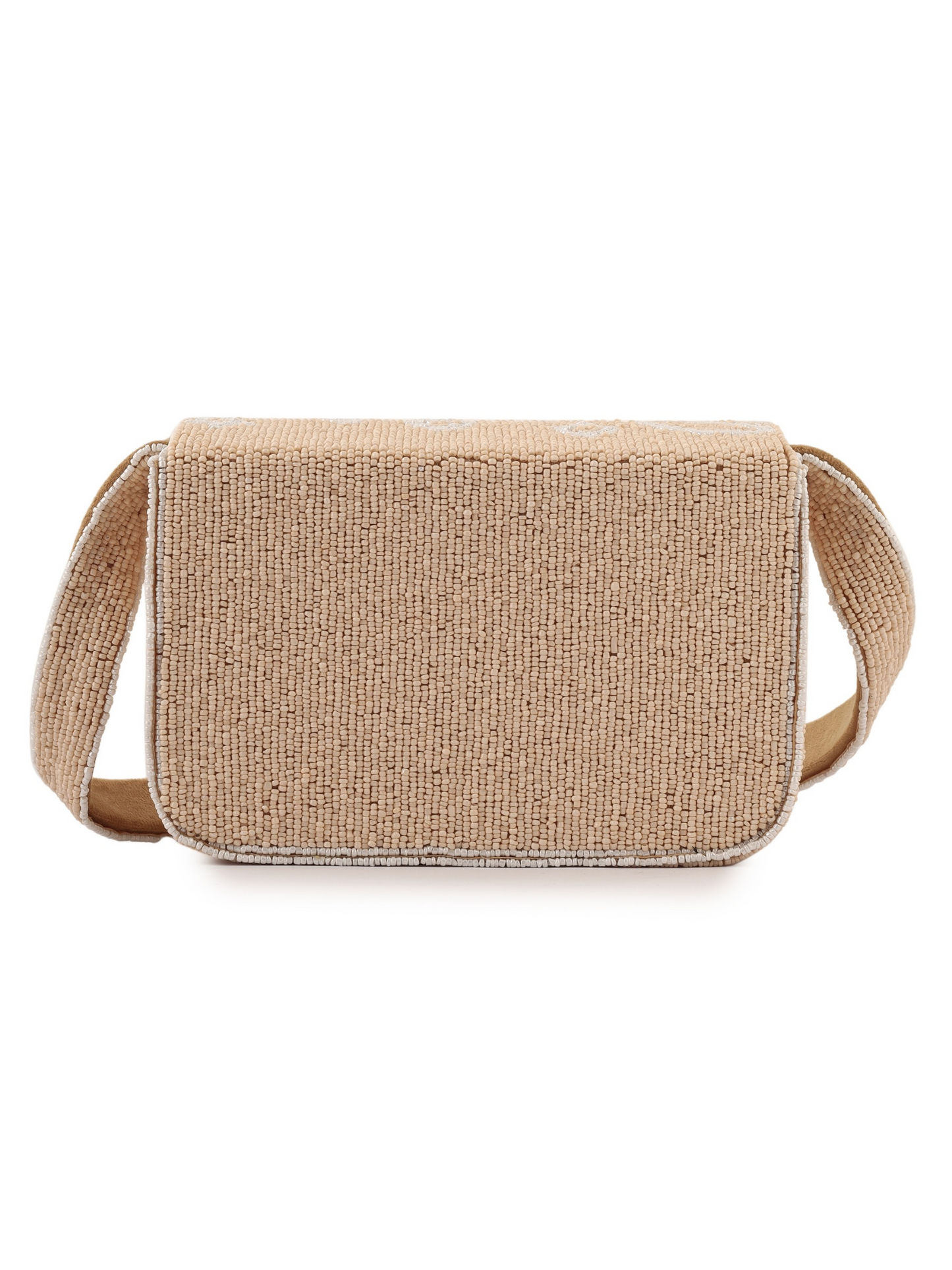 Beige Bloom Beaded Purse