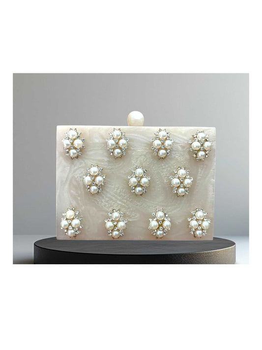 Ivory Pearl Resin clutch