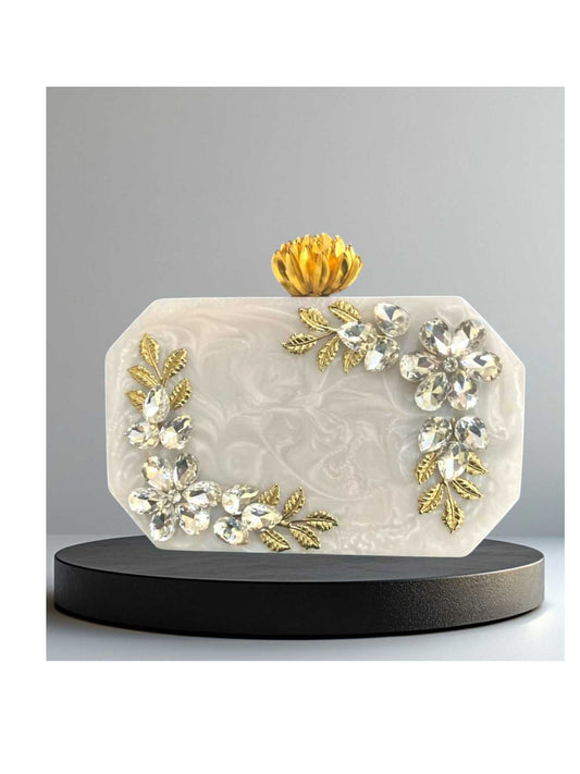 White Leafy Resin clutch