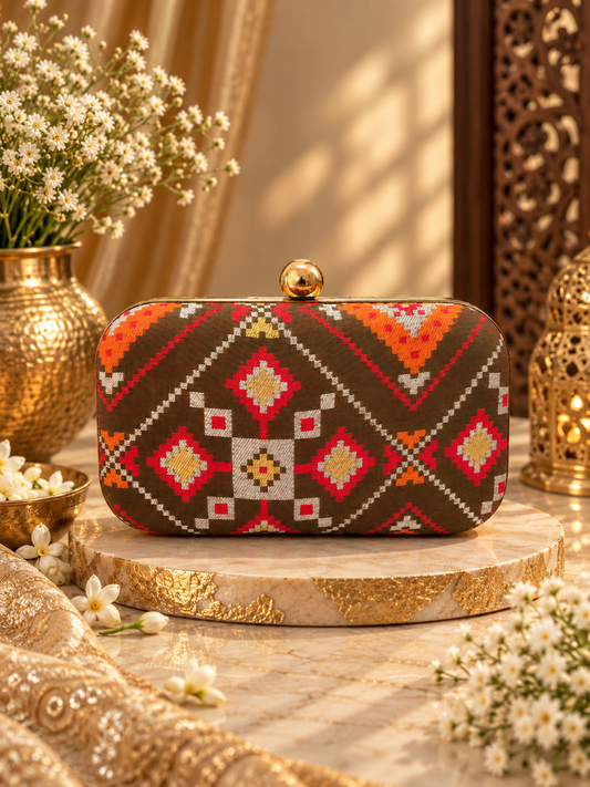Basil Brocade Clutch