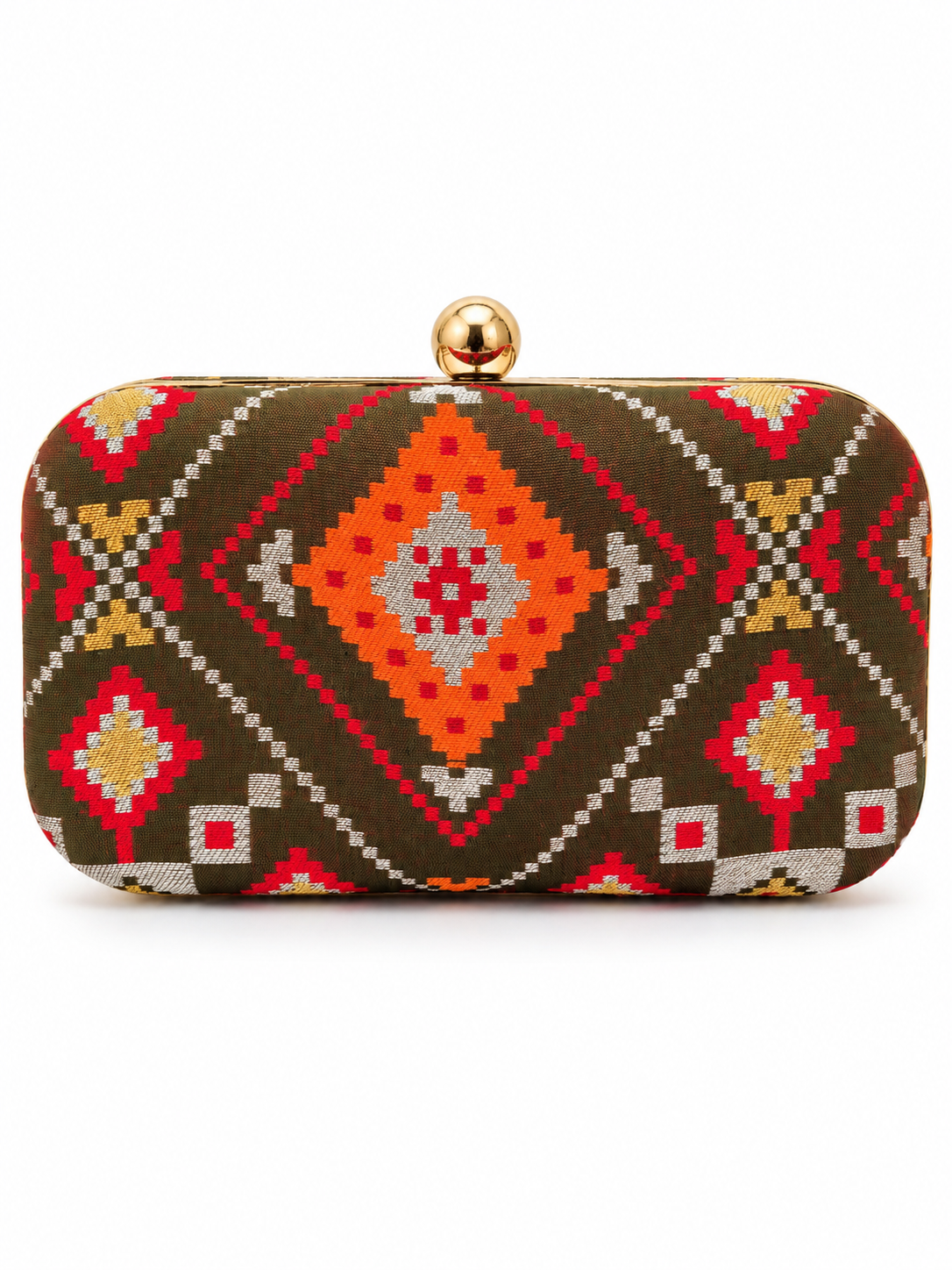 Basil Brocade Clutch