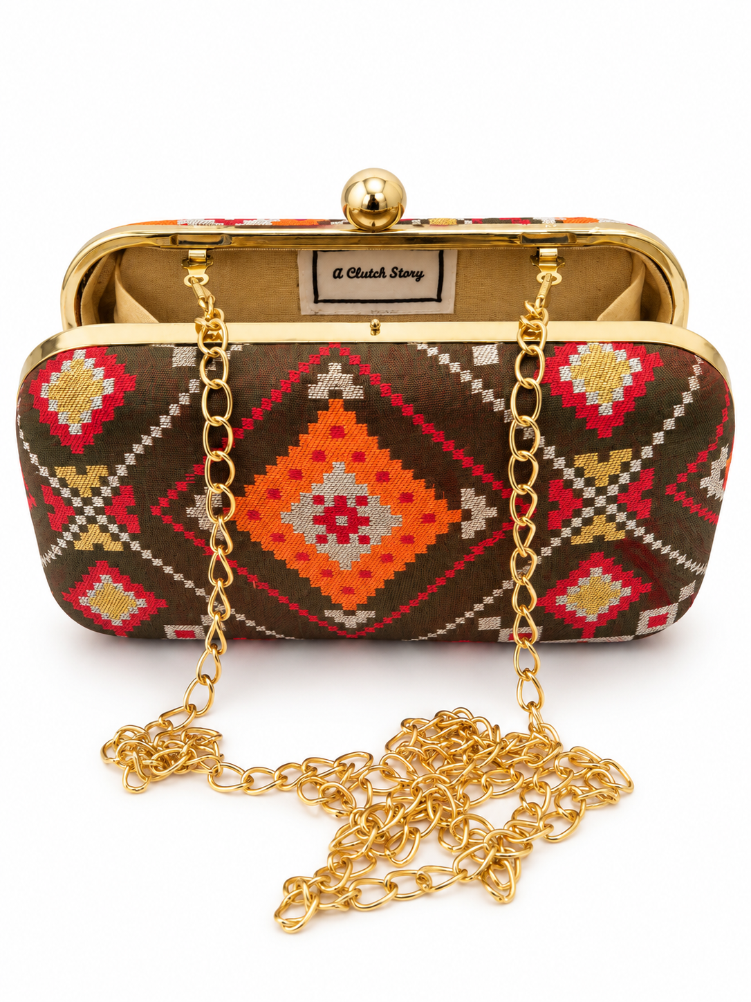Basil Brocade Clutch