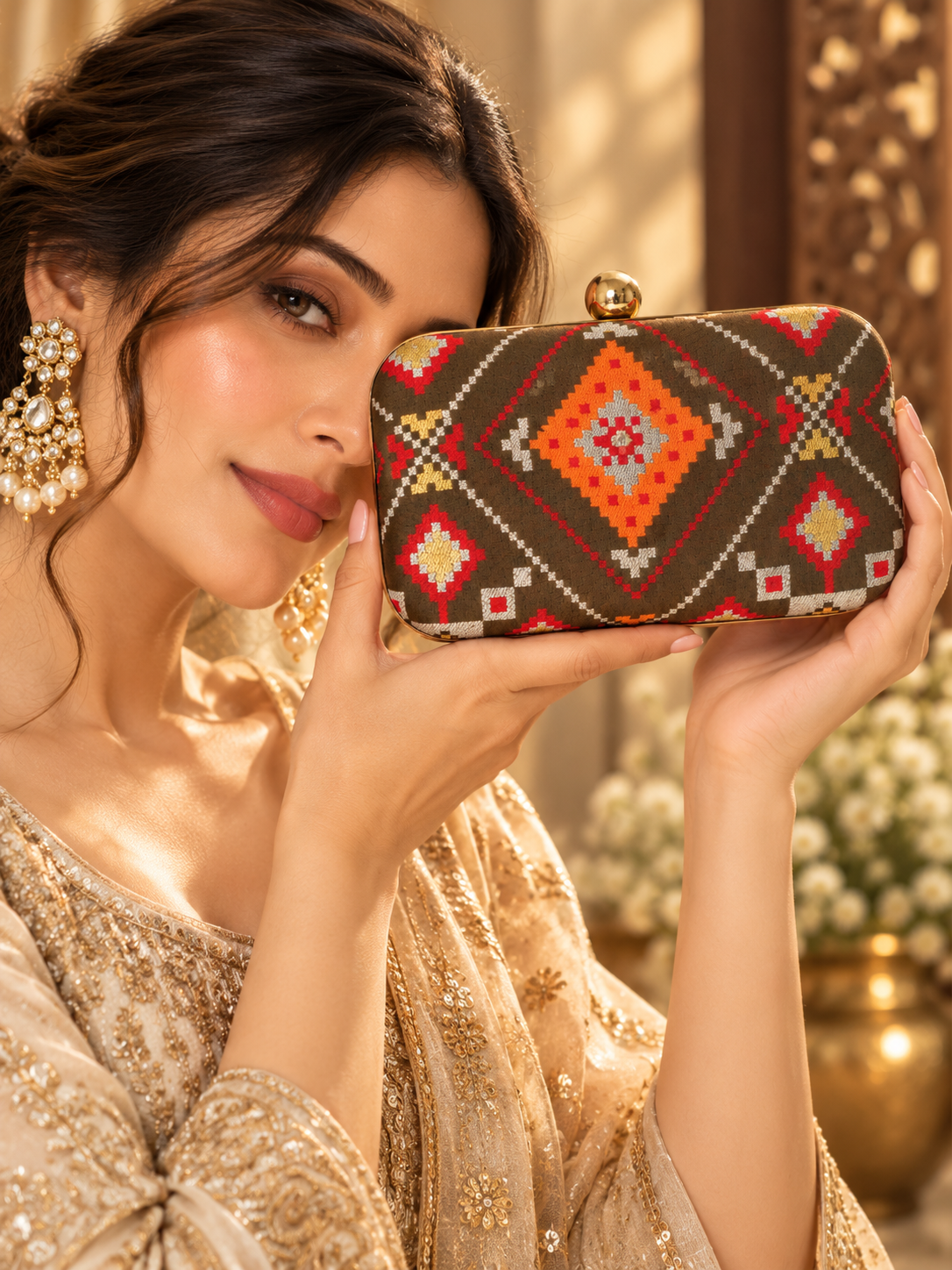 Basil Brocade Clutch