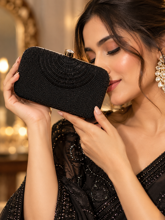 Black beaded Cleopatra Clutch
