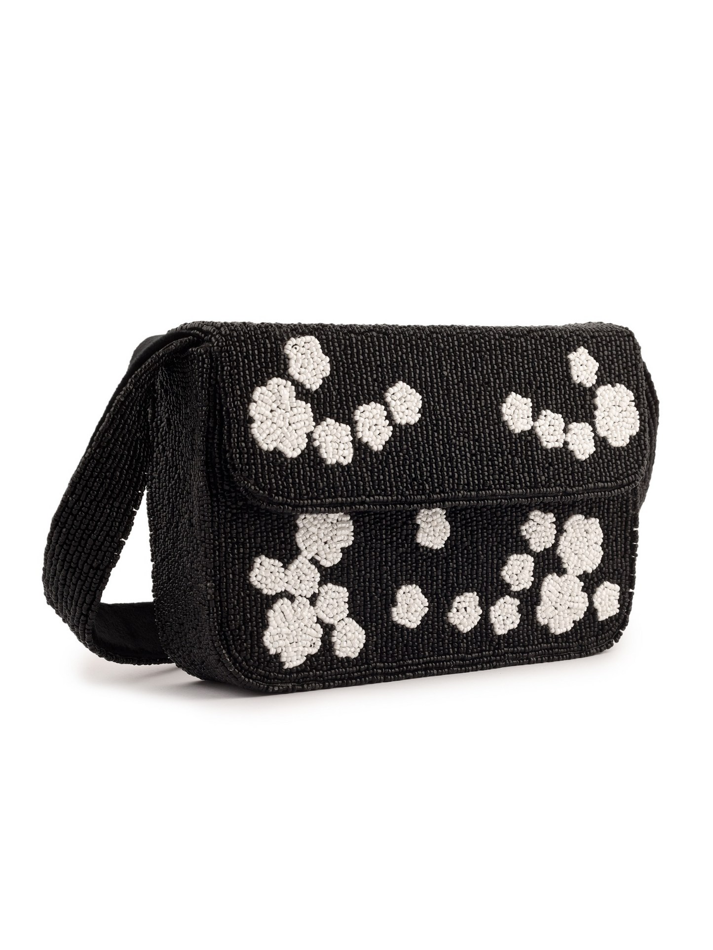 Black Rose Beaded Purse by aclutchstory featuring intricate beadwork and a compact clutch design with floral rose accents.