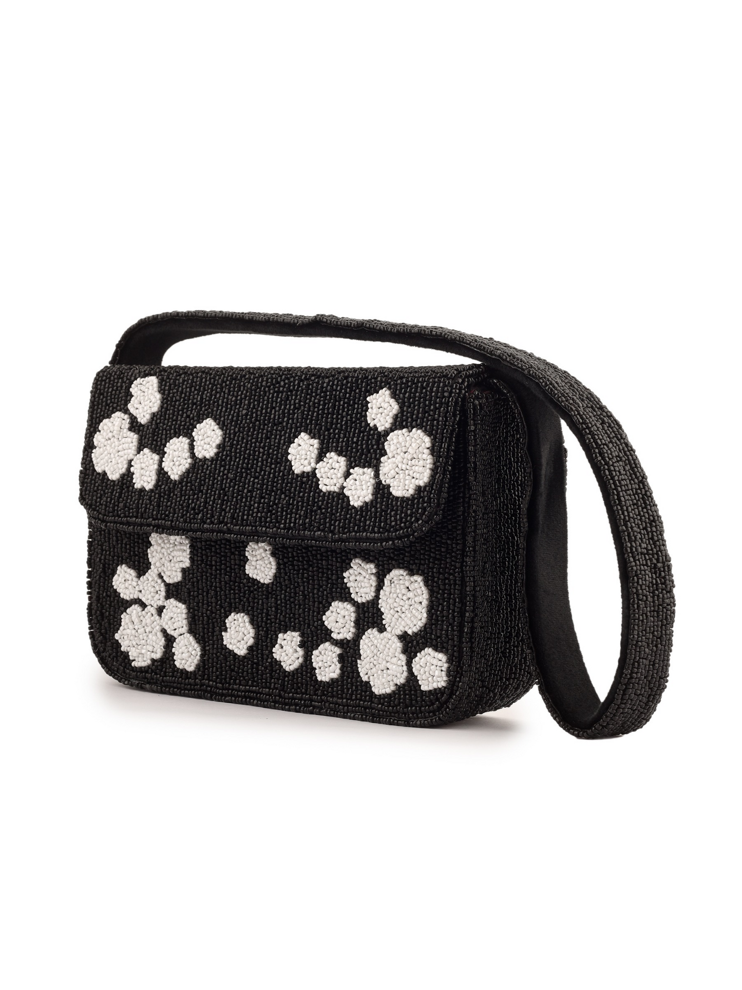 Black rose beaded clutch purse by aclutchstory with intricate beadwork and floral design, stylish evening bag for special occasions.