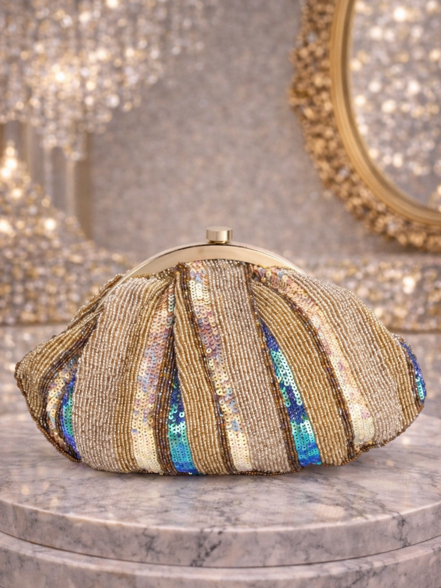 Multicolored hand-embroidered batua bag with intricate traditional design by aclutchstory, showcasing detailed embroidery and vibrant colors.