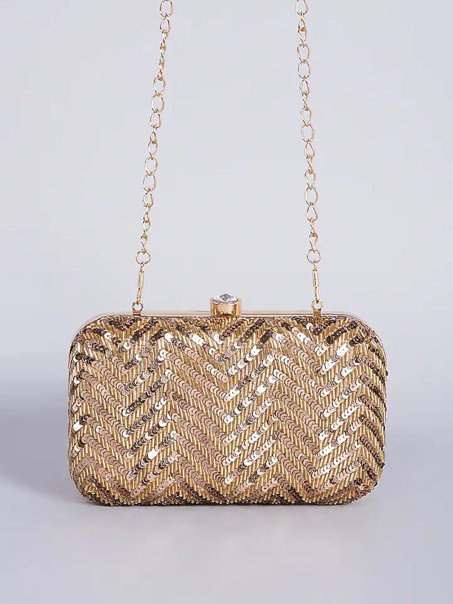 Namrata Seth Antique Gold Zigzag sequins Clutch