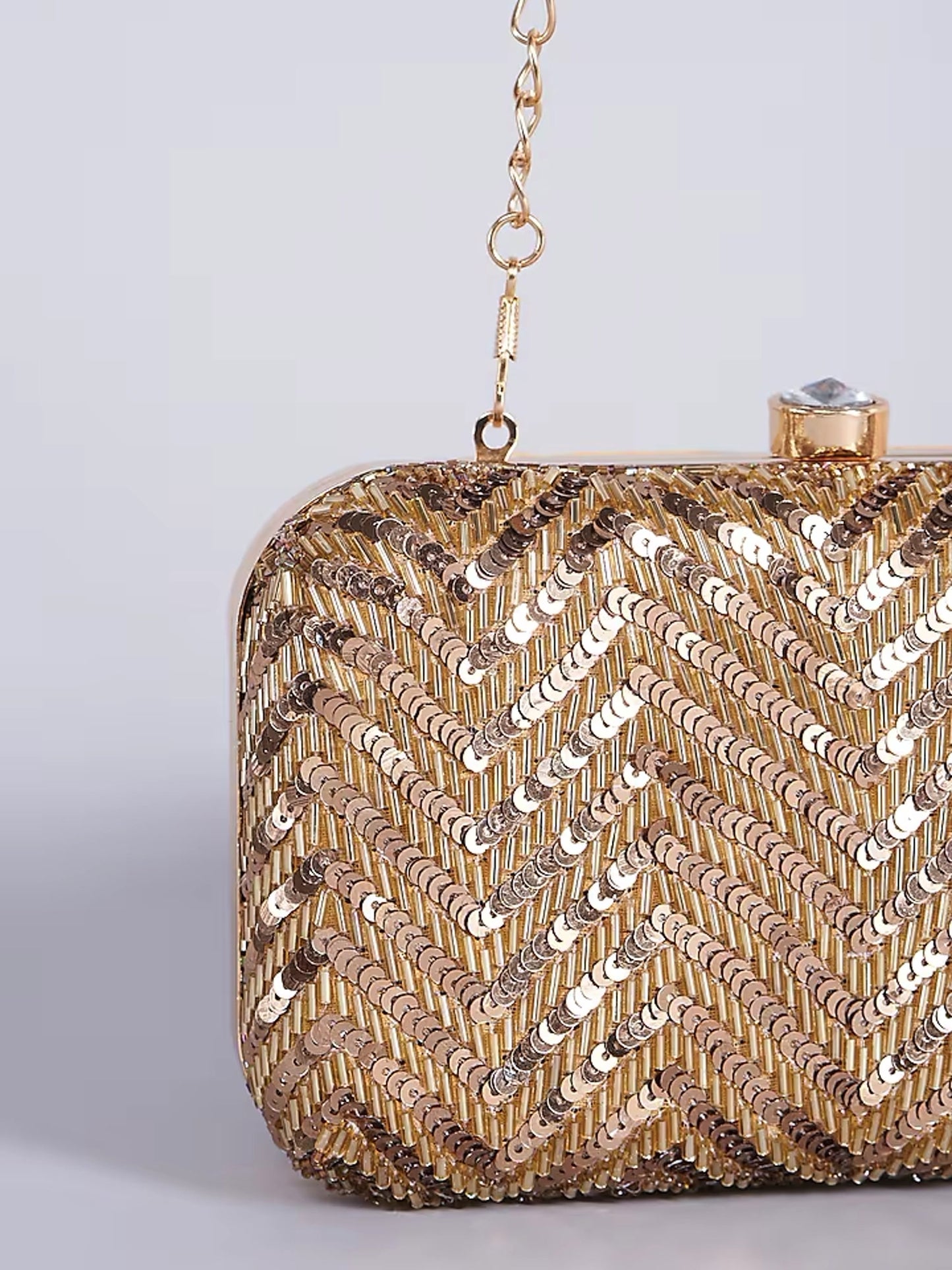 Namrata Seth Antique Gold Zigzag sequins Clutch