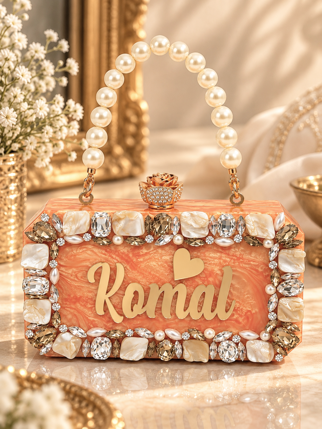 Peach Customized Name Clutch (Copy)