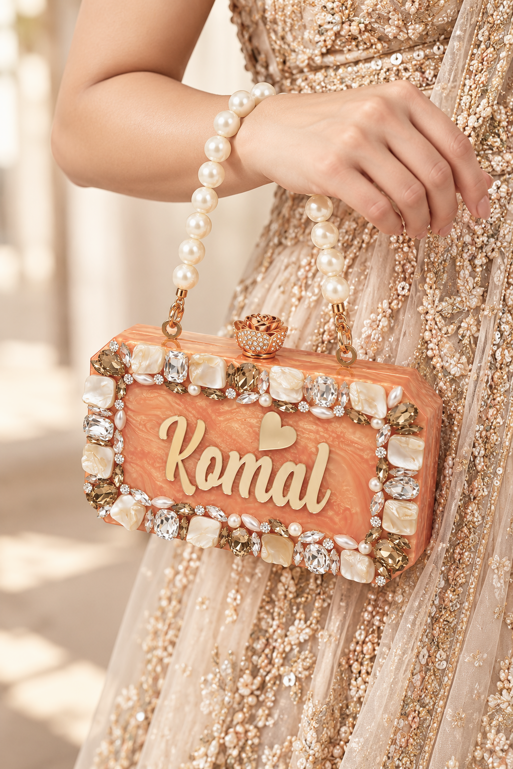 Peach Customized Name Clutch (Copy)