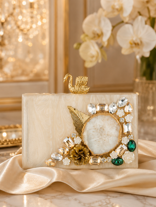 Ivory Swan Resin clutch