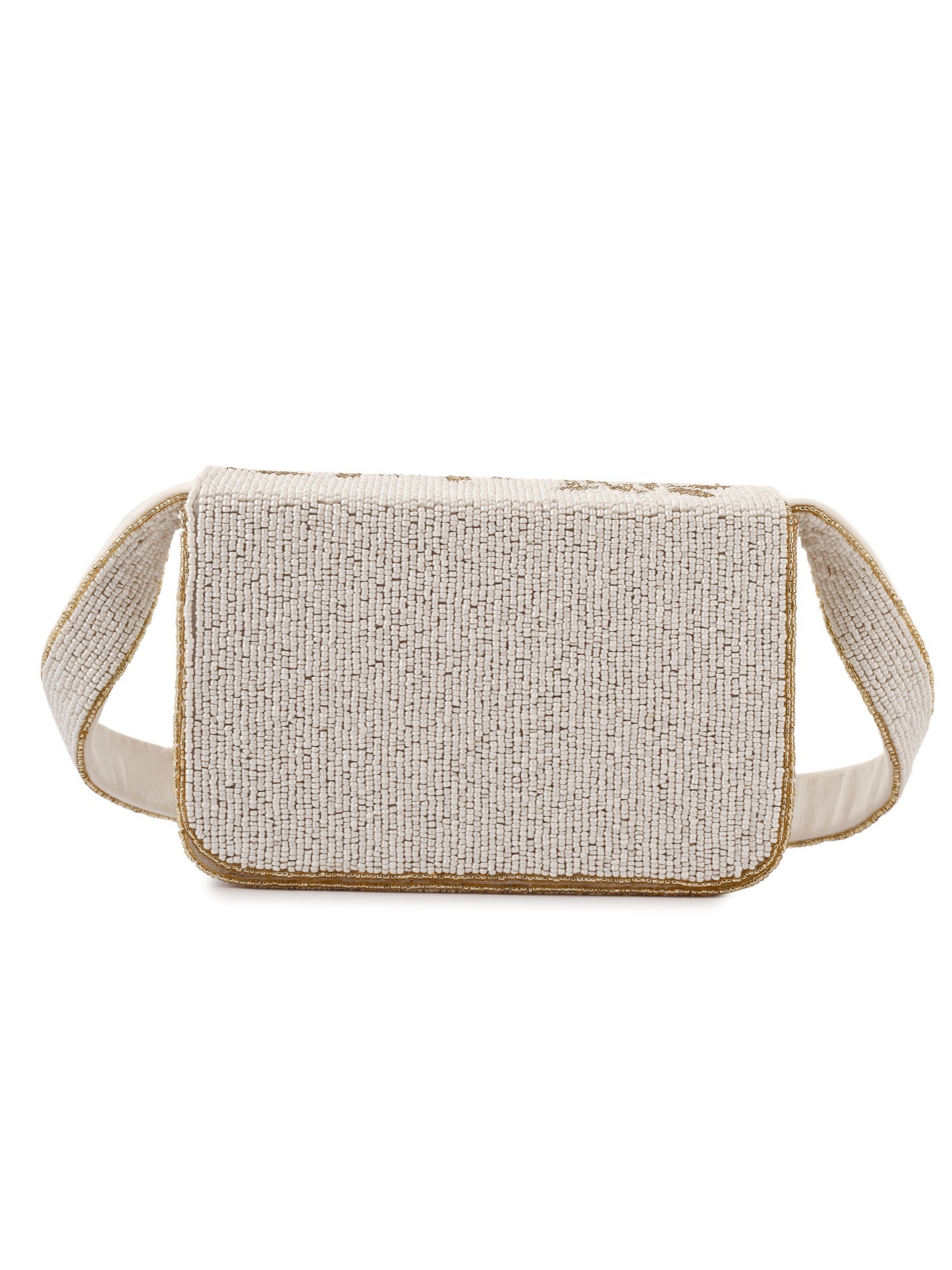 Ivory and gold Gleam clutch purse with sleek design and metallic accents, perfect for evening events and special occasions.
