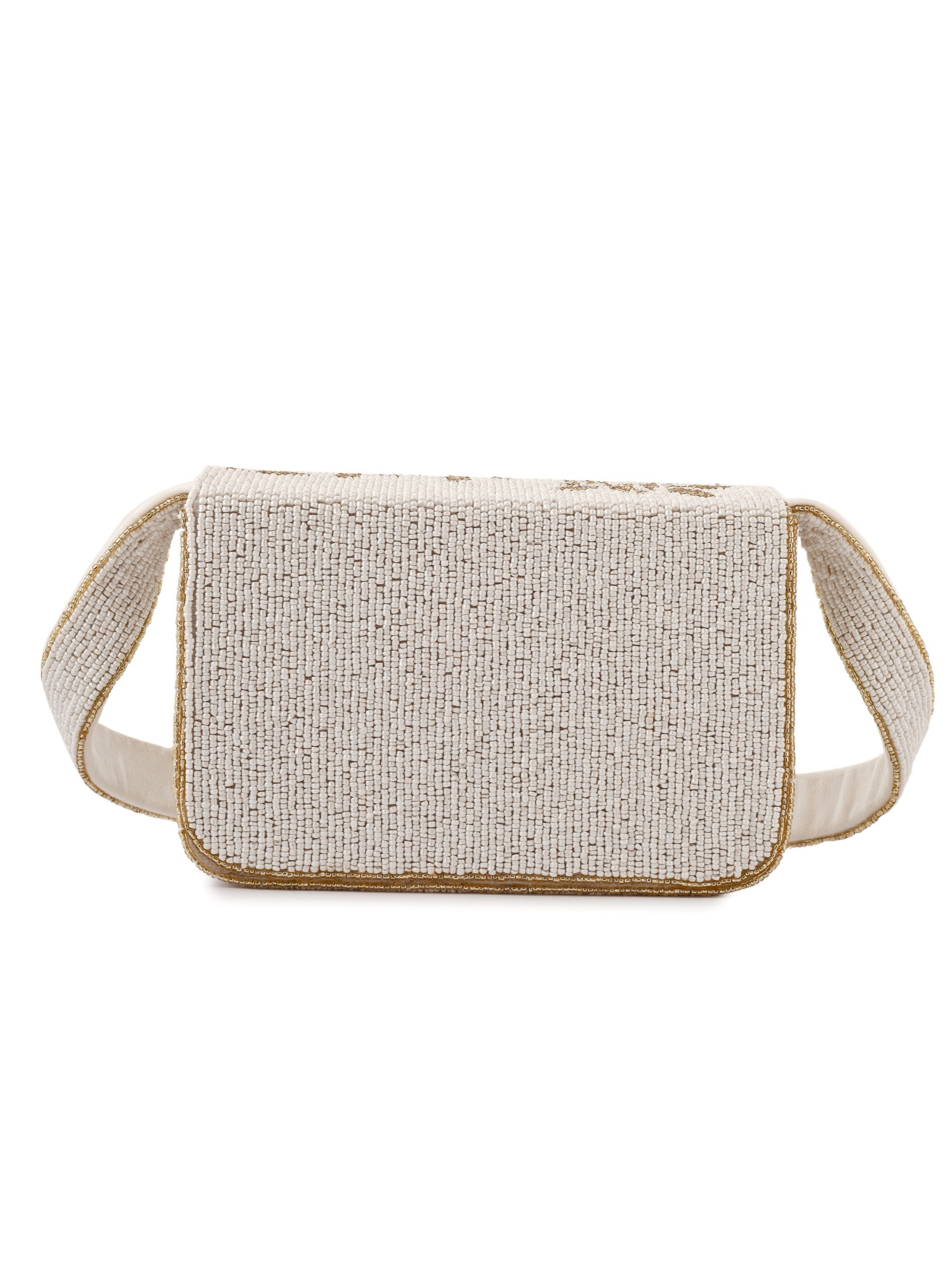 Ivory and gold Gleam clutch purse with sleek design and metallic accents, perfect for evening events and special occasions.