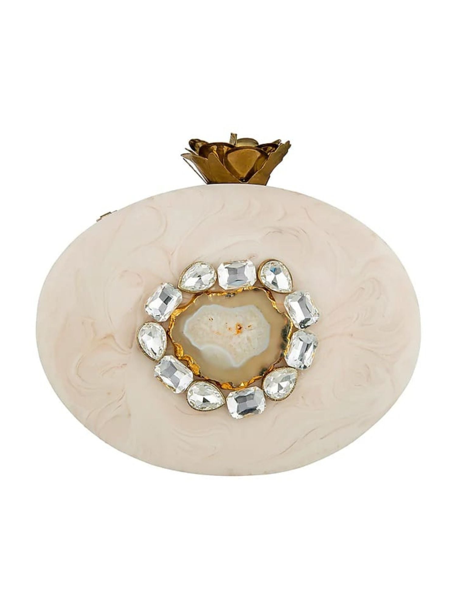 Oval Rose Resin clutch by aclutchstory featuring a floral design and glossy finish, perfect for elegant occasions.