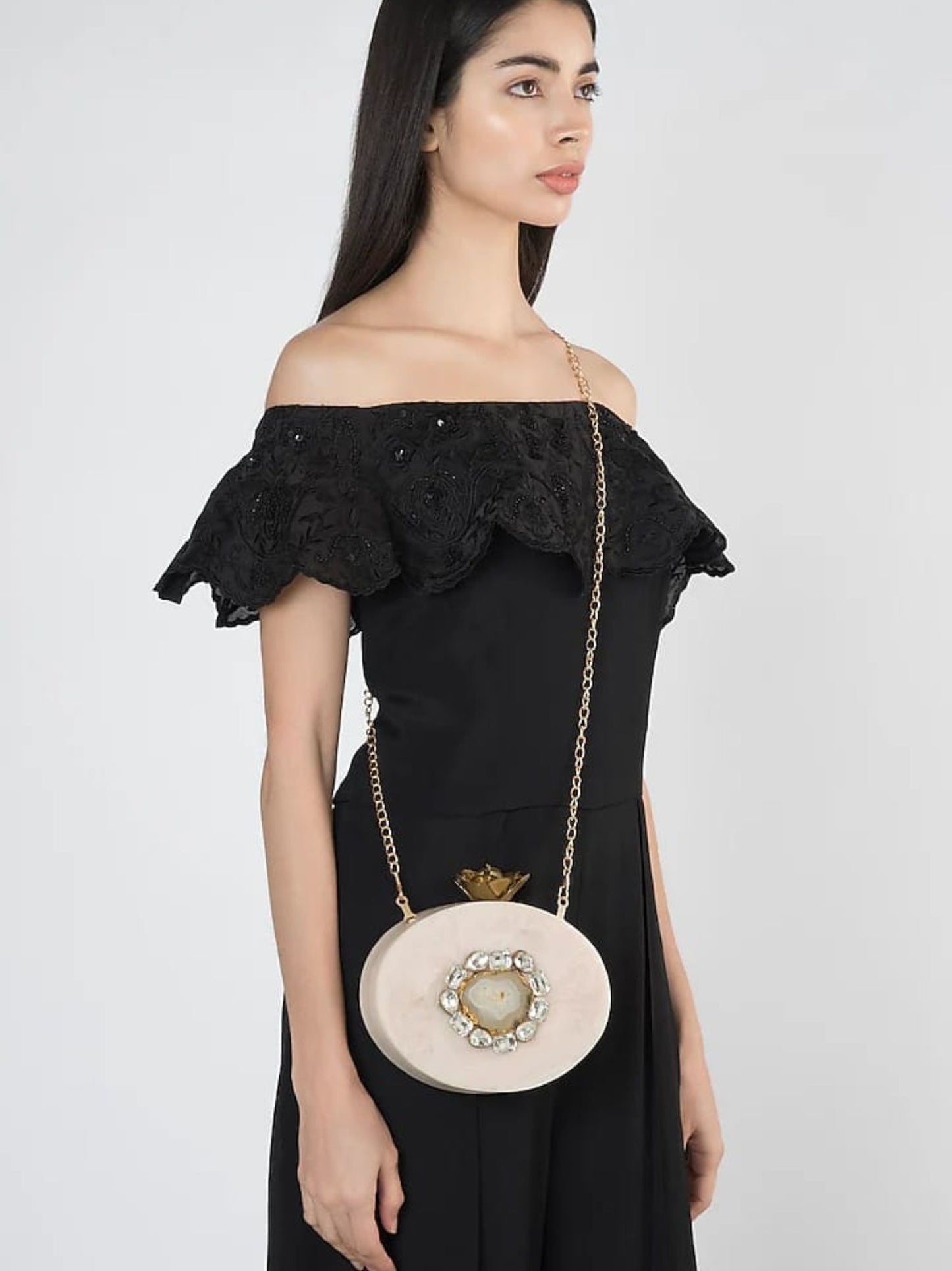 Oval Rose resin clutch by aclutchstory featuring a floral design and glossy finish, perfect for elegant evening accessories.