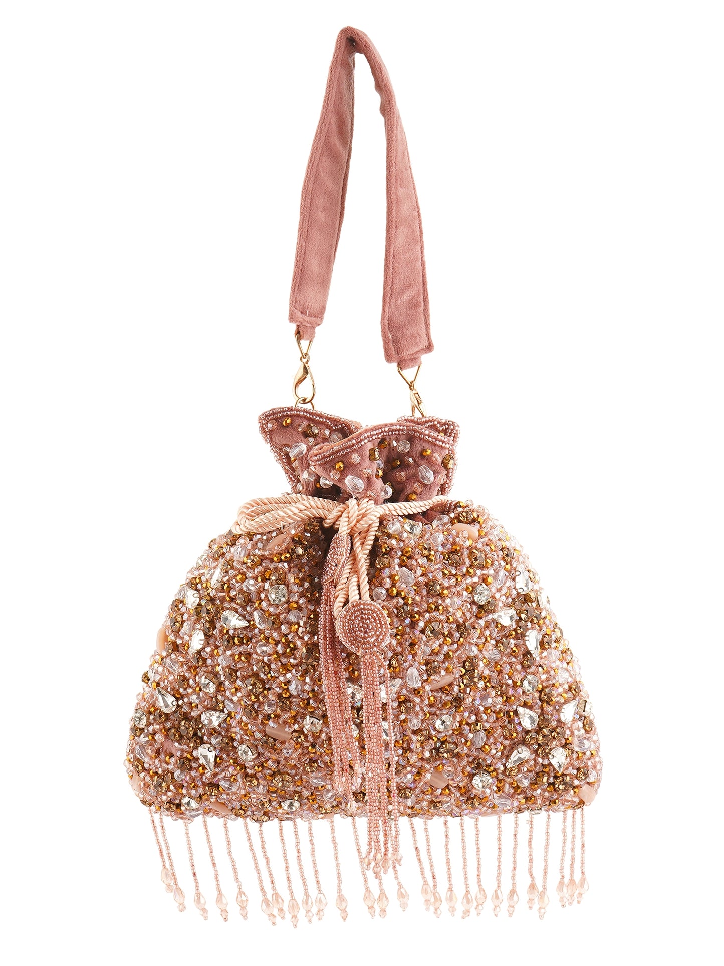 Handembroidered Phoolrani Potli Bag by aclutchstory featuring intricate floral embroidery and traditional drawstring closure.