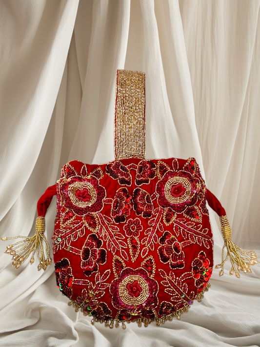 Rosy Dreams Red Velvet Potli
