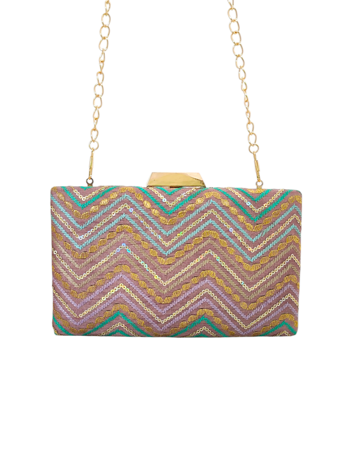 Set of 4 rectangular clutches in various colors from aclutchstory, showcasing sleek, stylish evening bags with zipper closures.