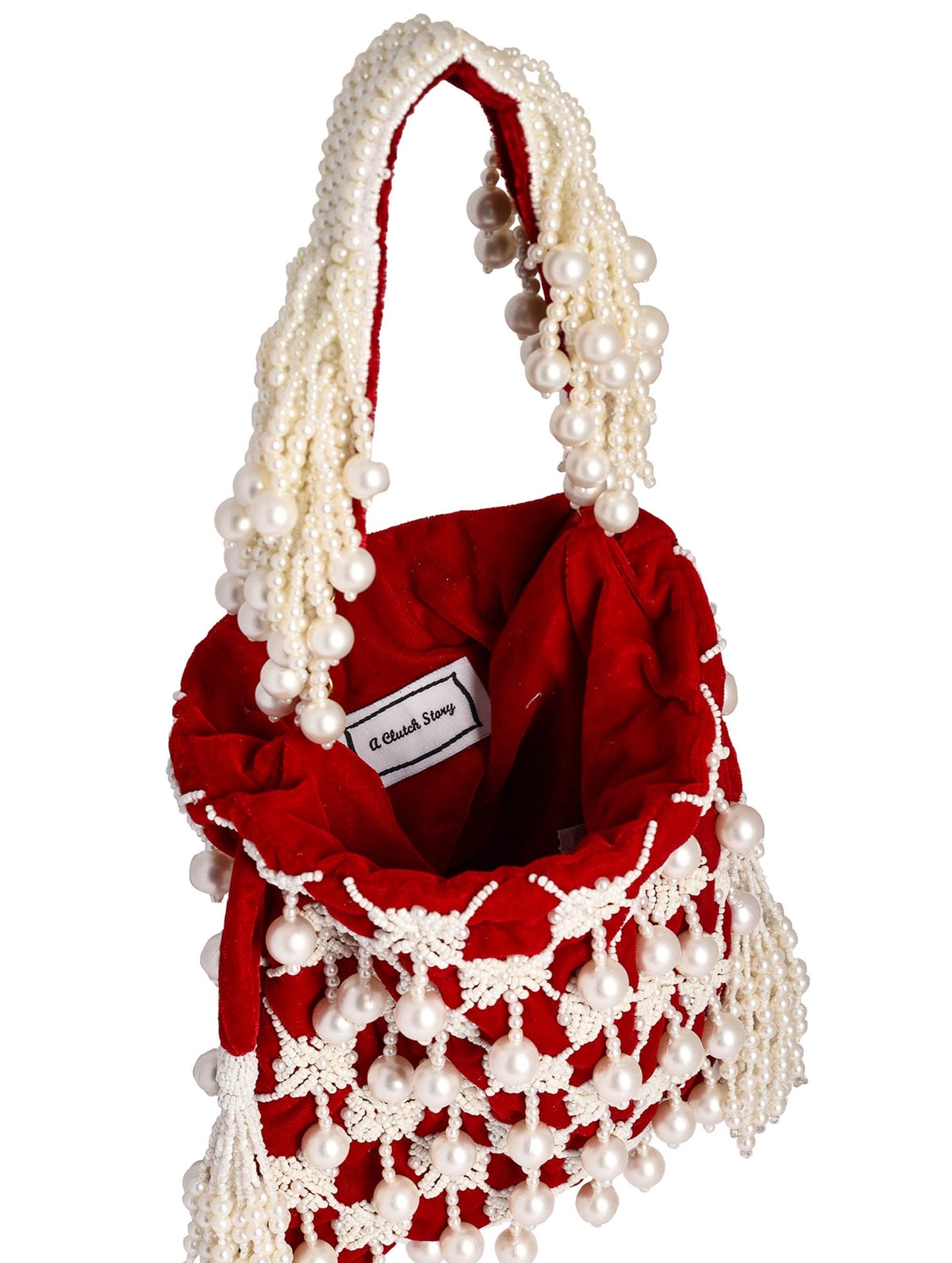 Red Pearl Tassels Potli