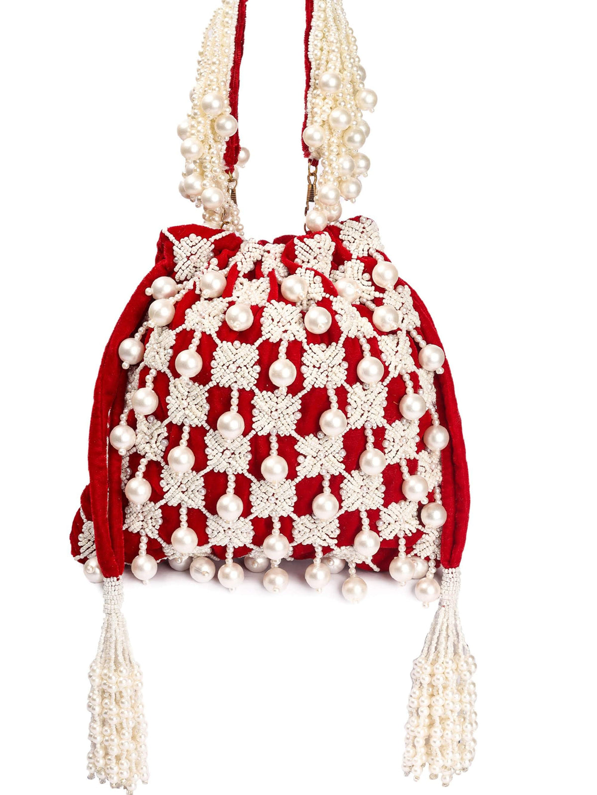 Red Pearl Tassels Potli