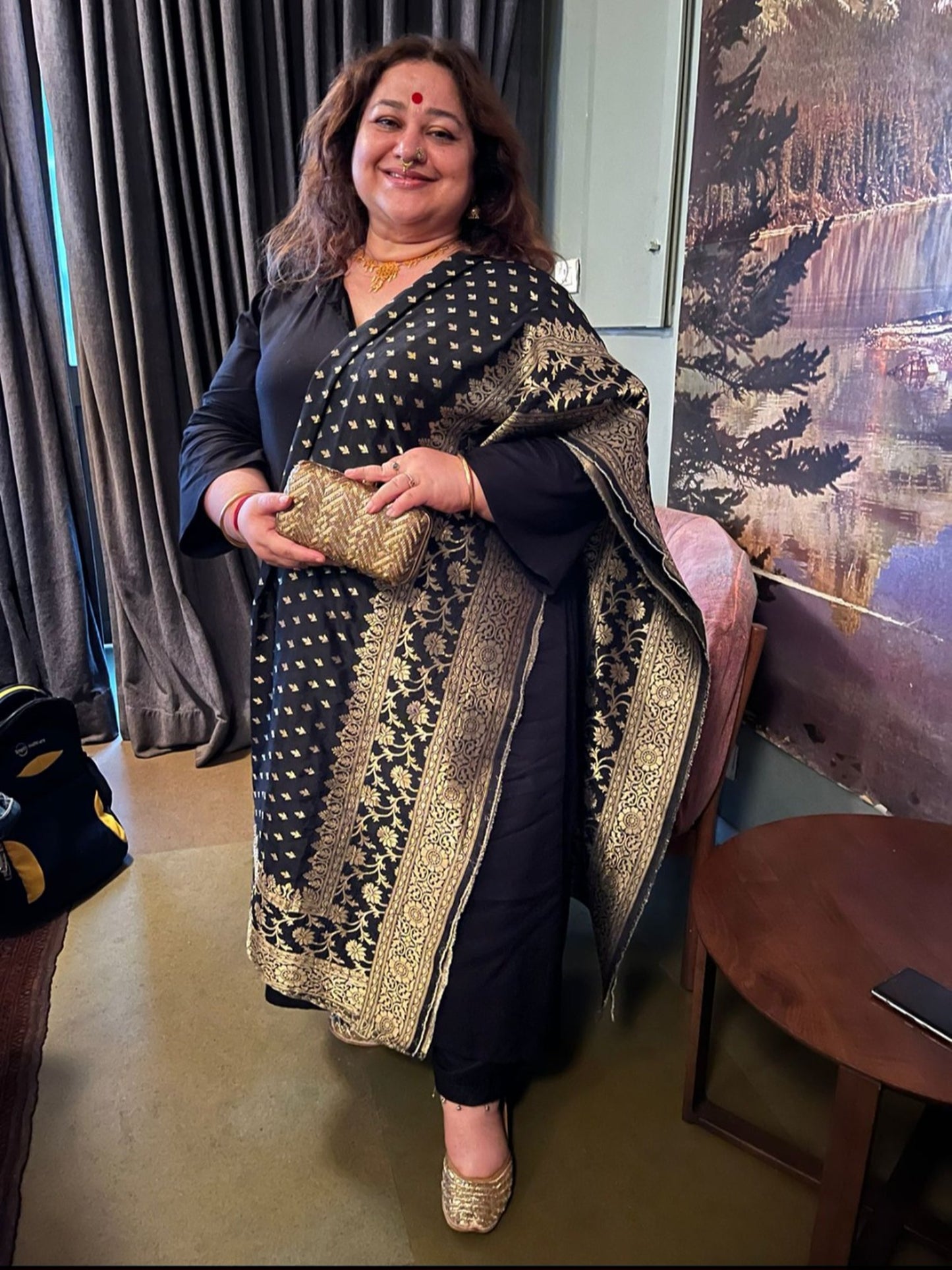 Namrata Seth Antique Gold Zigzag sequins Clutch