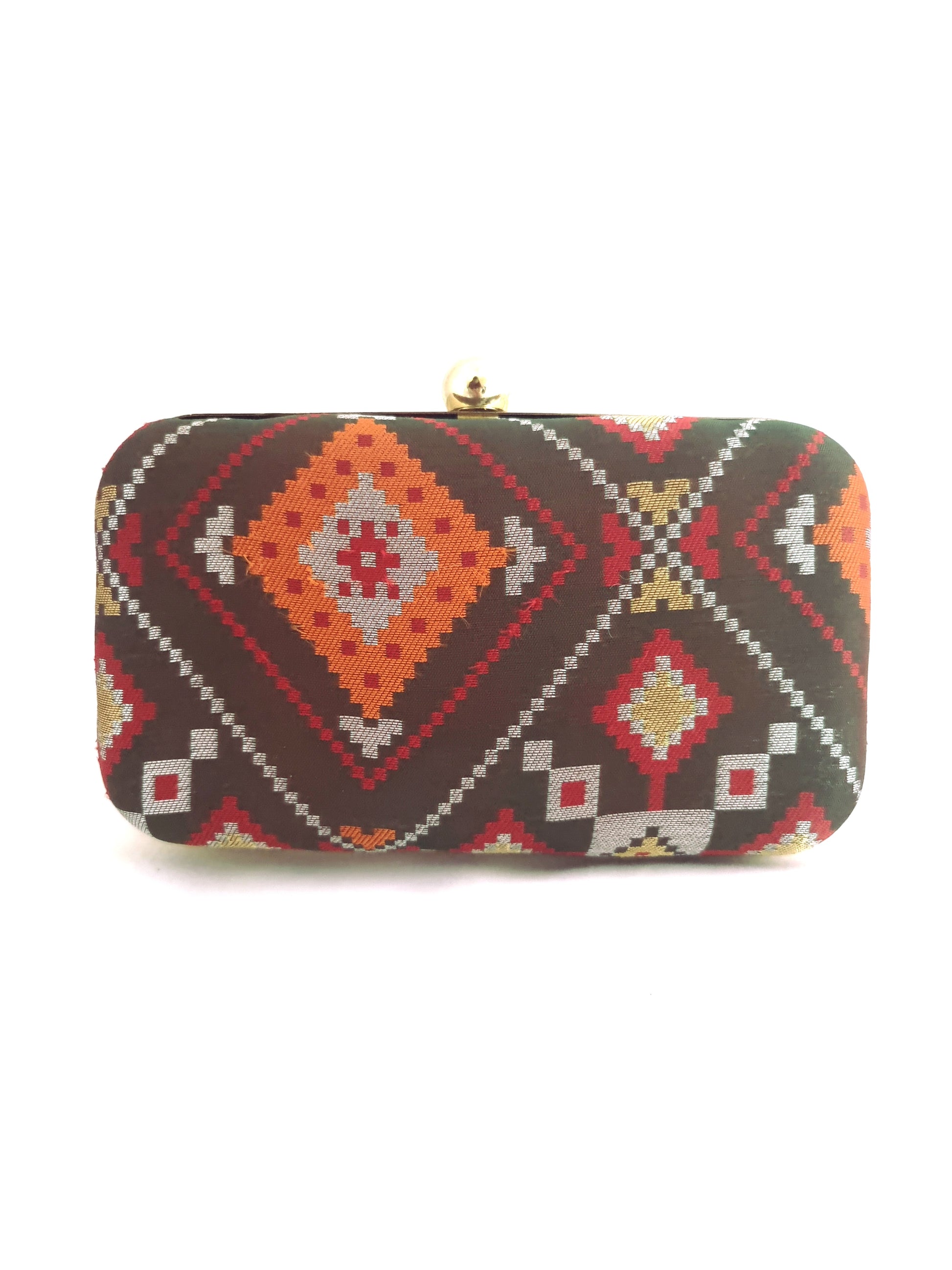 Set of 6 brocade clutches featuring intricate patterns and elegant designs, perfect for stylish evening accessories.