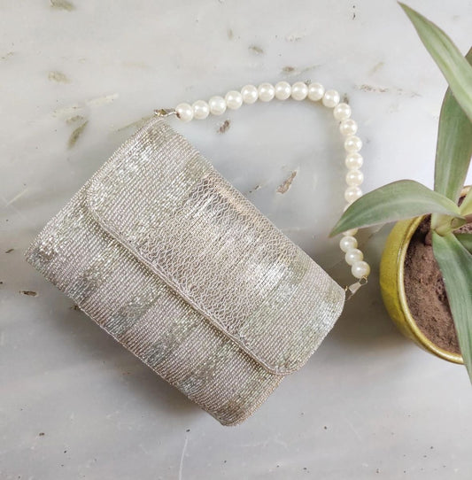 Silver Beaded Flapover - aclutchstory