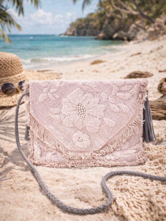Coral Flower Boho Clutch - Last piece Left
