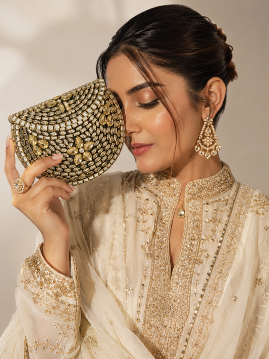 Gold Luxe Kundan Clutch