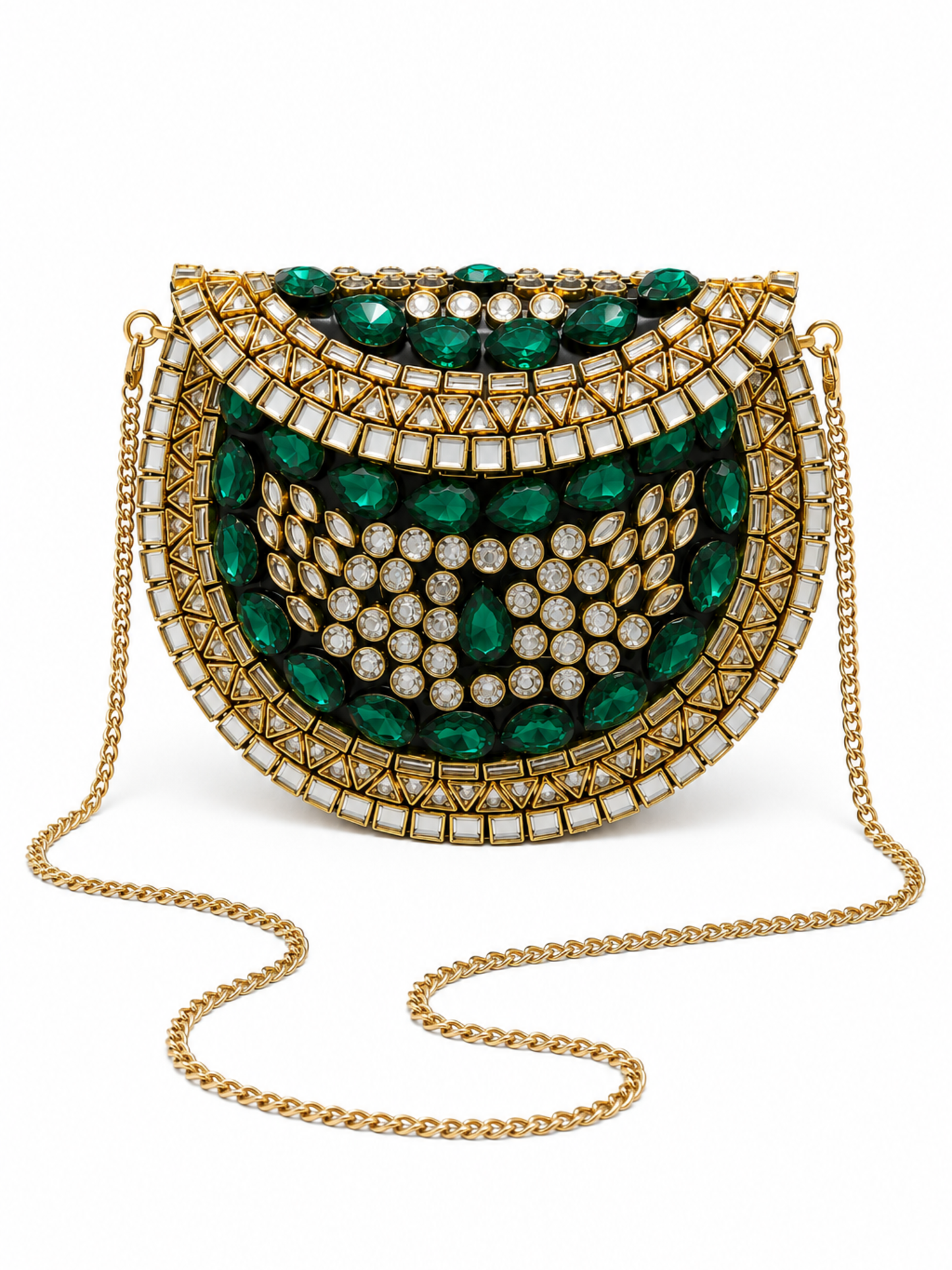 Emerald Luxe Kundan Clutch
